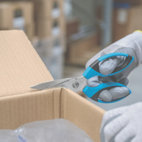 industrial safety scissor for packaging and carton cutting