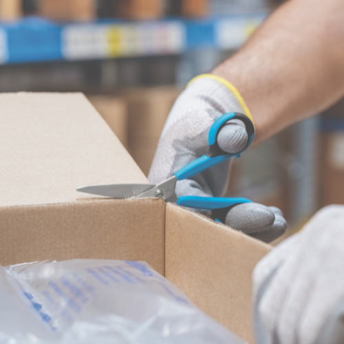 safety scissors for cutting cardboard and packaging